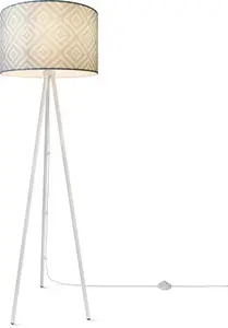 Торшер Paco Home "Trina Stella", лампа E27 | без лампочки, штатив, современный тканевый абажур, винтажный дизайн, текстильная гостиная Рост: 148,5 см, белый