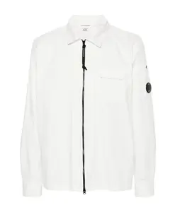 Мужская рубашка-куртка с застежкой-молнией спереди. C.P. Company, белый