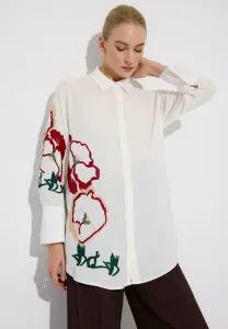 Вышитая блузка на пуговицах Touché Privé, Ecru