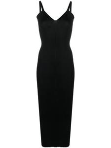 OUR LEGACY платье в рубчик с V-образным вырезом, черный