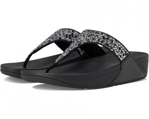 Сандалии FitFlop Lulu Crystal-Mix Toe-Post Sandals, цвет All Black