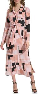 Женское платье с длинным рукавом и принтом Calvin Klein, Desert Rose/Black