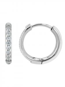 Adeliás Женские серьги - Титановые серьги-кольца с шарнирным креплением и стразами в серебряной оправе