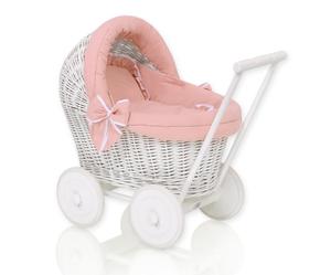Коляска для кукол плетеная, белая, с подстилкой и мягкой набивкой, грязно-розовая. My Sweet Baby