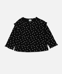 Топ с длинными рукавами и оборками по всей поверхности, с принтами на плечах и ребристой текстурой Chil2, цвет F Dot/Black