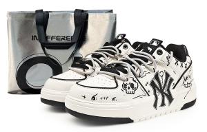 MLB Кроссовки для скейтбординга с утолщенной подкладкой, износостойкие, увеличивающие рост, нескользящие, унисекс, черные, белые