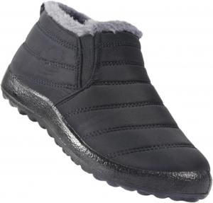 Женские зимние ботинки на снег, водонепроницаемые, легкие, с термо-подкладкой, без шнурков для холодной погоды Generic, Black-B