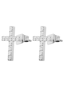 Adeliás Женские серьги - серьги-гвоздики из нержавеющей стали со стразами, серебристого цвета
