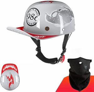 Шлем мотоциклетный Abahuhu с маской, серый / красный