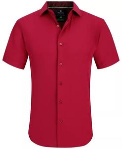 Мужская классическая рубашка на пуговицах приталенного кроя с короткими рукавами Tom Baine, красный