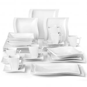МАЛАКАСА, серия ФЛОРА 32 шт. Комбинированный сервиз, включающий тарелочный обеденный сервиз из фарфора MALACASA, белый