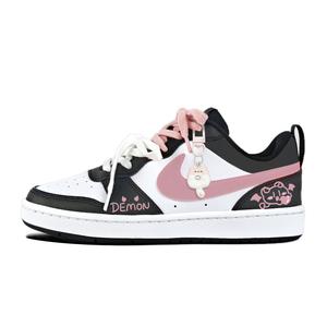 Детские кроссовки для скейтбординга Court Borough с нескользящей подошвой и износостойкими подошвами для подростков Nike, черный/розовый