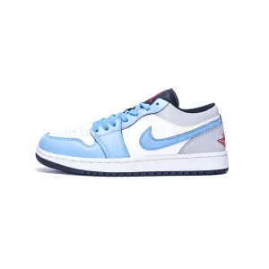 Jordan Баскетбольные кроссовки Air 1 с износостойким покрытием, низкие, винтажные, унисекс, белые, синие, серые