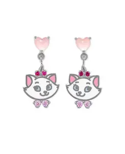 Серьги-Подвески Мари из серии «Аристокоты Диснея» с кристальной эмалью Girls Crew, silver