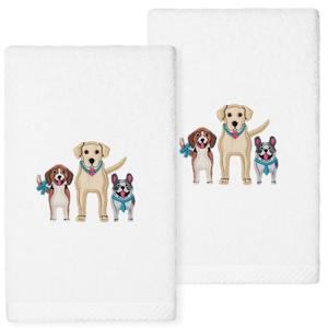 Полотенца с вышивкой Linum Home Textiles Dogs, белый