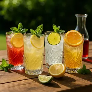Набор из 4 стаканов для лонг-дринков - первоклассный хрустальный вид, надежное фирменное качество, 4 элегантных стакана для лонг-дринков для коктейлей, джина с тоником, хайболов и безалкогольных напитков Mixcompany