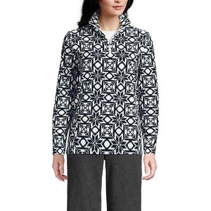 Petite anyweather fleece толстовка с четвертью молнией Lands' End, Ivory Black Snow