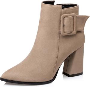 Женские ботильоны JOEupin с заостренным носком, низким квадратным каблуком и пряжкой, Apricot
