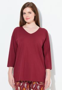 Пижамный топ Ulla Popken 3/4 SLEEVE V-NECK, Dark Cherry Red/Red