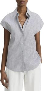 Блуза Vince Ticking Stripe Cap Sleeve Blouse, Iris Slate/Off-white