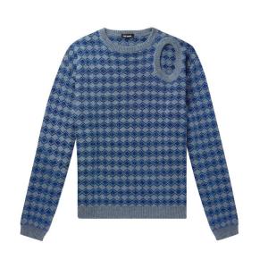 Свитер Raf Simons Jacquard Cut Out Hole Crewneck Sweater, Grey Blue