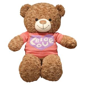 Свитер с сердцем Large Teddy Bear успокаивающий компаньон для сна плюшевая кукла 75см/95см/110см/125см высота MLING, темно-коричневый