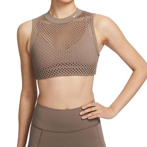 Женский спортивный бюстгальтер Indy Net с легкой поддержкой и мягкими чашечками Nike, коричневый/белый