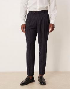 Зауженные брюки в тонкую темно-синюю полоску Asos Design