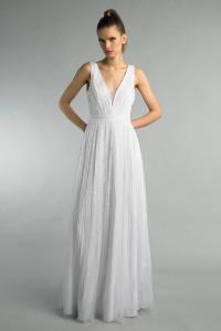 Вечернее платье с V-образным вырезом, расшитое бисером Basix Black Label, белый