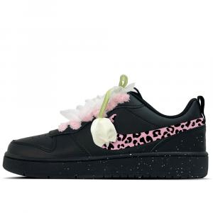 Nike Court Borough Yujin Pink Leopard Кожаные противоскользящие износостойкие низкие детские скейтборд кроссовки Black