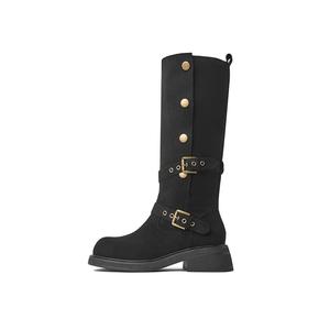 JOSINY Женские высокие сапоги на каблуке 4,5 см - кофе (тонкий флис), цвет Coffee (Thin Fleece)