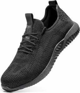 Мужские и женские рабочие ботинки Furuian со стальным носком, удобные, нескользящие, защитные, со стальным носком, для промышленного, складского и строительного применения, черный