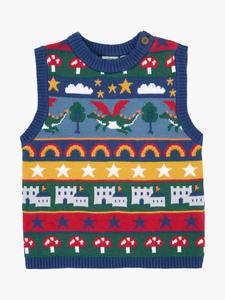 Детский топ Tavi без рукавов из вязаного хлопка Frugi, Dragon Fair Isle