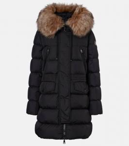 Афроти пуховик с капюшоном и отделкой из овчины Moncler, 99M