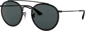 Солнцезащитные очки Ray-Ban Unisex Rb3647n с двойной перемычкой, круглые, Black/Blue