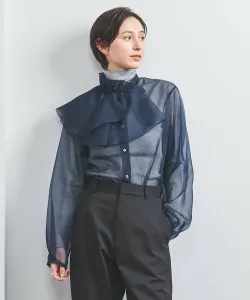 Блузка с воротником-рюшами, двусторонняя United Arrows, цвет Navy