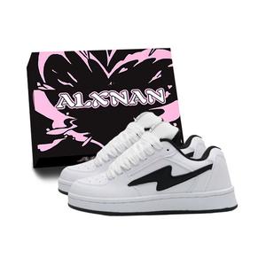 Alxnan Женские скейтерские кеды лоу-топ бело-черные, цвет White Black (Box Included)