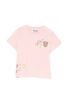 Футболка с пузырьковыми деталями Moschino Kids, розовый