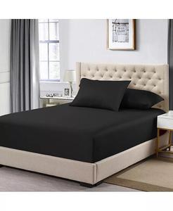Только хлопчатобумажная простыня на подкладке — однотонная, плотность нити 600, Twin XL Egyptian Linens, черный
