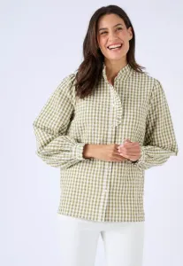 Блузка с клетчатым узором в стиле тренда на пуговицы Damart, Vert Petits Carreaux