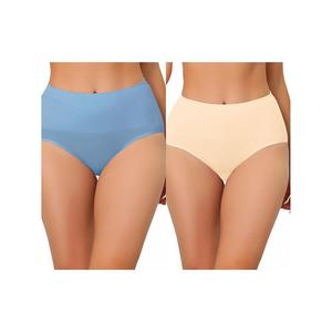 2 упаковки нижнего белья для женщин, дышащие трусики с высокой талией, корректирующие животик ALLEGRA K, цвет Beige Blue