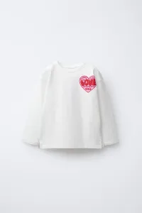 Футболка с рельефным принтом Zara, белый