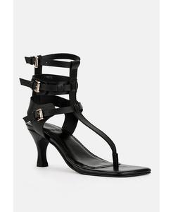 Женские гладиаторские сандалии на каблуке-рюмочке с вырезами Rag & Co, черный