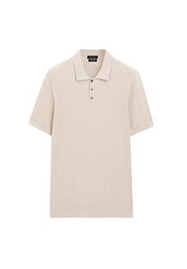 Поло Massimo Dutti WIDE SHORT SLEEVE POLO COLLAR, Beige
