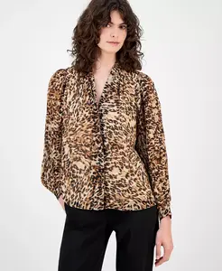 Миниатюрная блузка с анималистичным принтом Anne Klein, желтый