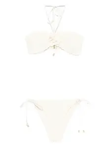 Вязаное крючком бикини с цветочным узором Zimmermann, кремовый