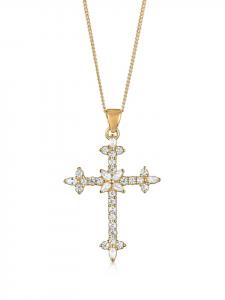 Elli Колье с крестом из серебра 925 пробы в золотой оправе
