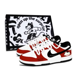 Nike Dunk Black White, Lucky Wangqu устойчивые к истиранию низкие скейтборд-кроссовки unisex