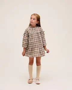 Детское платье в клетку Dadati, коричневый