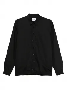 Рубашка на пуговицах с эластичным подолом Les Hommes, черный
